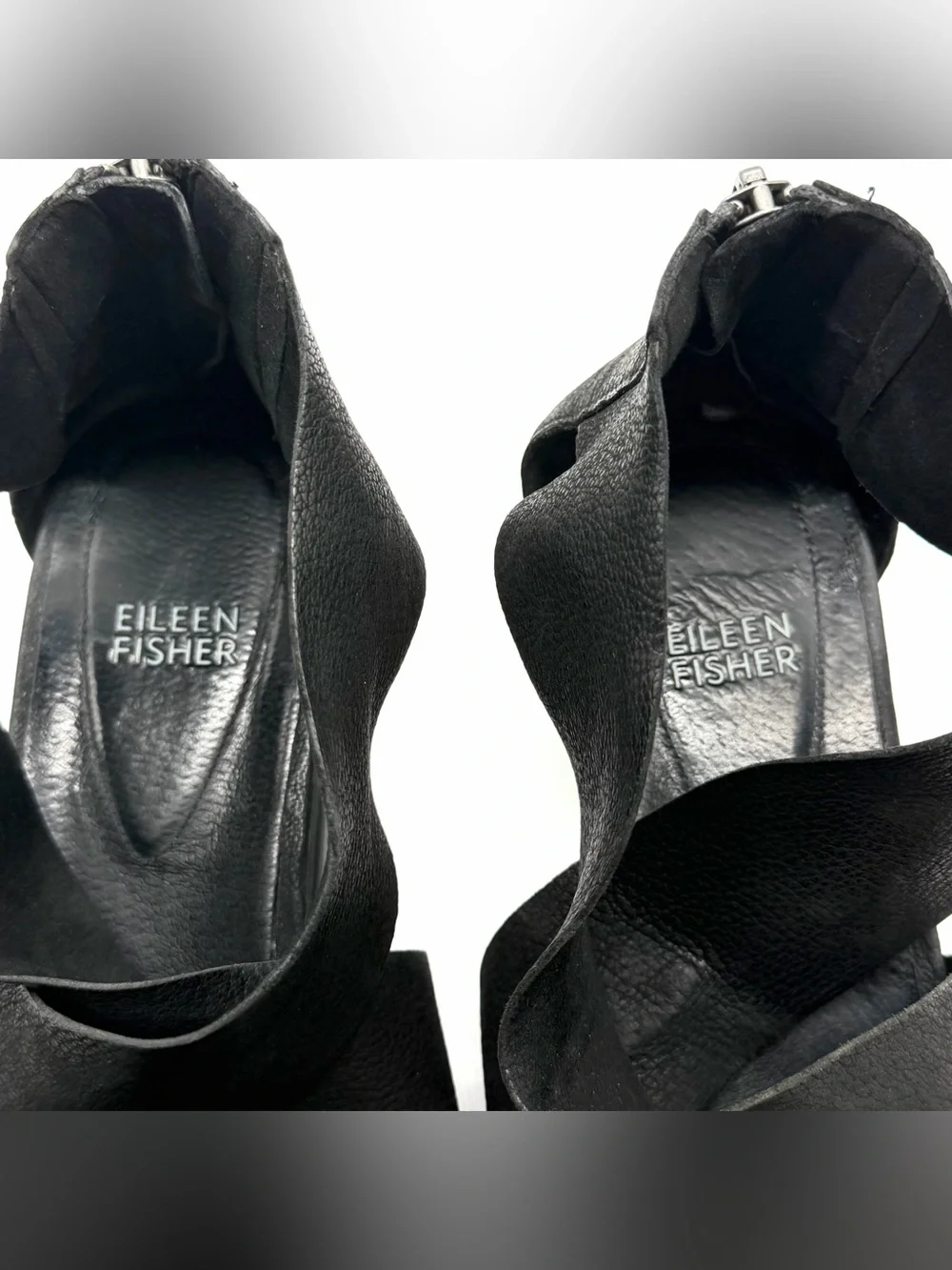 Eileen Fisher Womens Size 10 Sandals Sport Platform Cross Strap Rear Zip Black